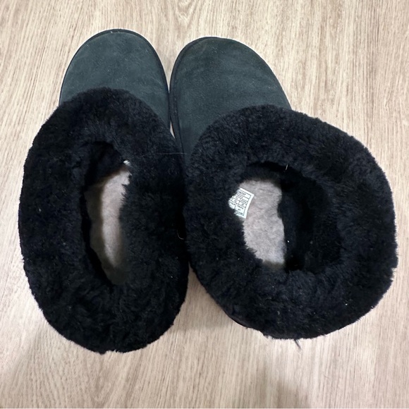 UGG Classic Mini Fluff Ankle Boots in Black Suede - Picture 5 of 8